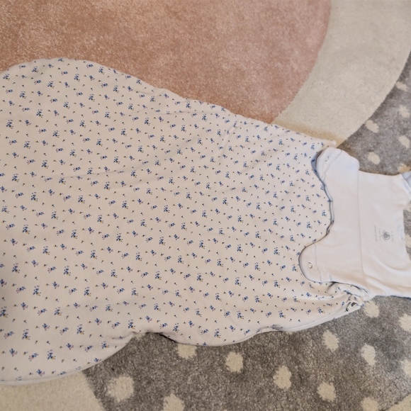 Petit Bateau White Sleep Sack with Blue Floral Print